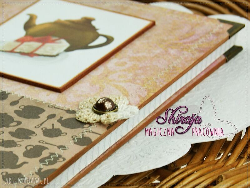 Przepiśnik "retro czajniczek" A5 - ręcznie robiony scrapbooking