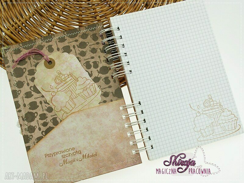 Przepiśnik "retro czajniczek" A5 - ręcznie robiony scrapbooking