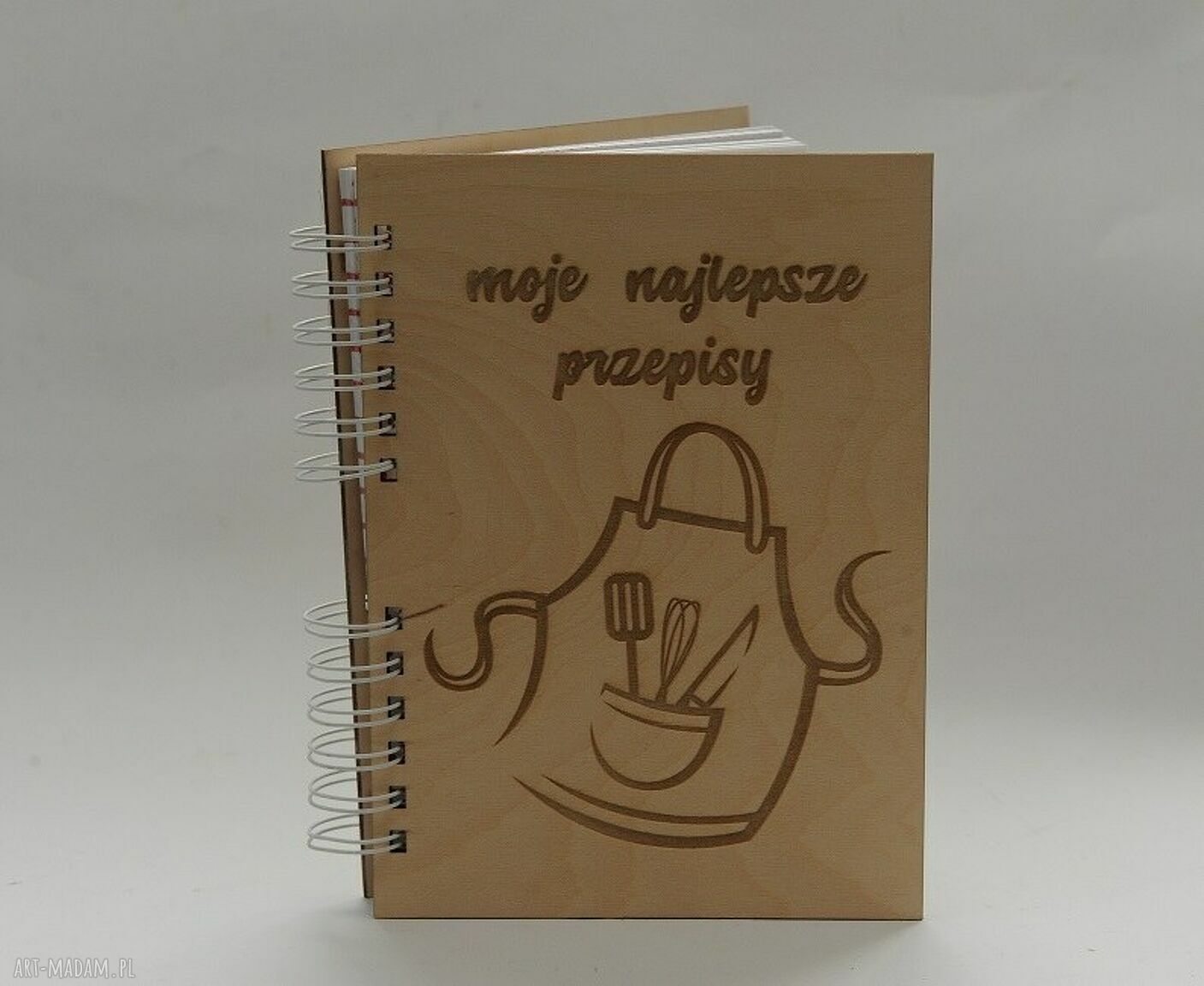 Przepiśnik A5 z drewnianą okładką - personalizowany scrapbooking