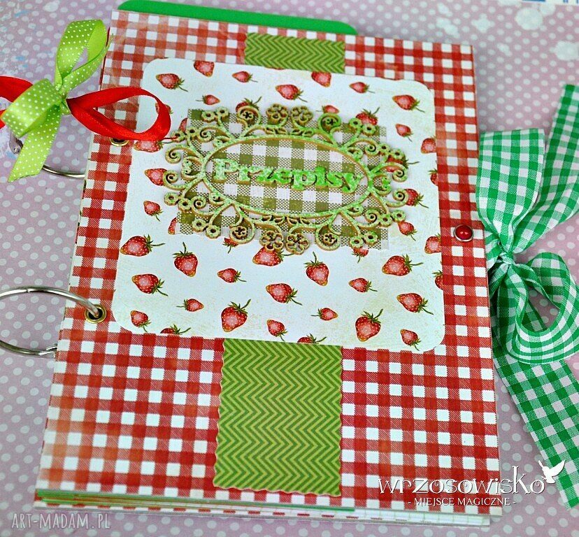 Przepiśnik truskawkami scrapbooking kuchnia truskawki pięknie