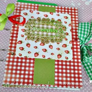 przepiśnik z truskawkami - czerwone scrapbooking notesy