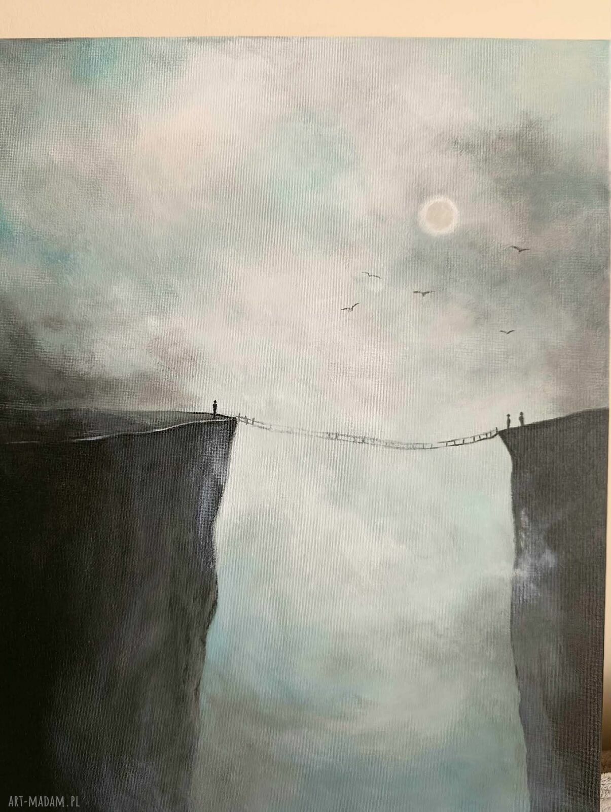 Przeprawa - ręcznie malowany obraz akrylowy 50x40 cm