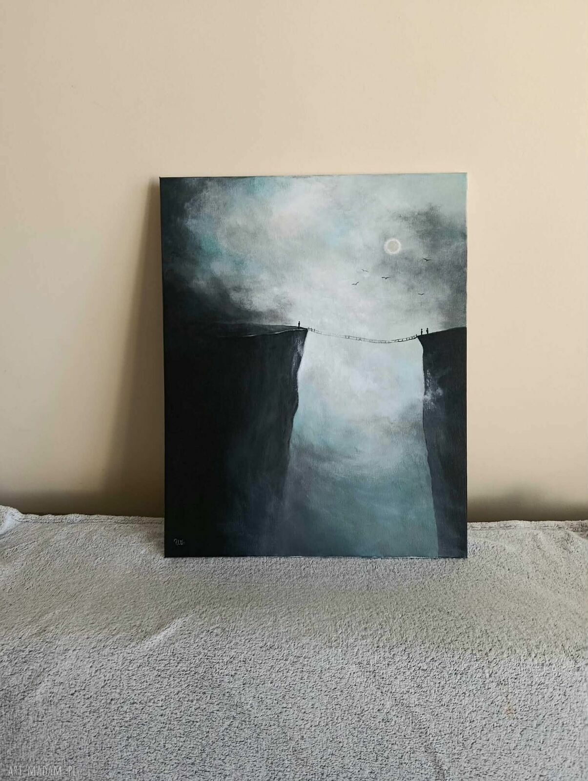 Przeprawa - ręcznie malowany obraz akrylowy 50x40 cm