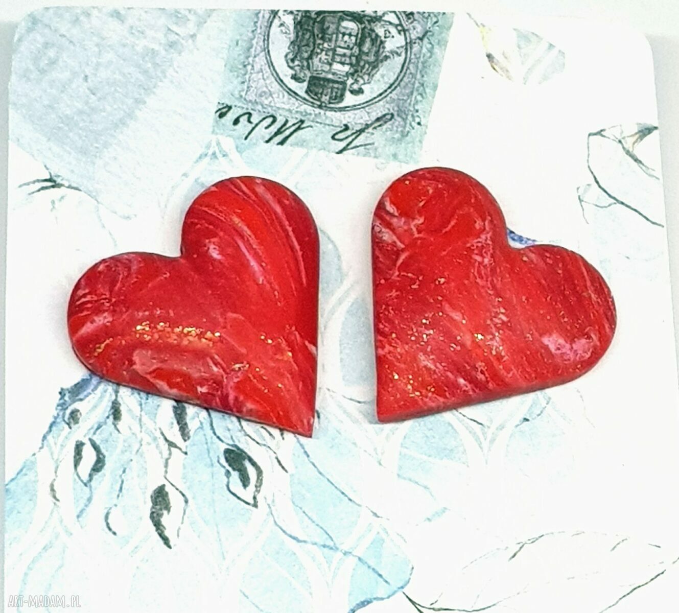 Przestrzenne kolczyki serca Love Story - jak klipsy na antyalergicznych sztyftach