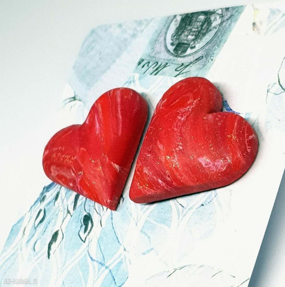 Przestrzenne kolczyki serca Love Story - jak klipsy na antyalergicznych sztyftach
