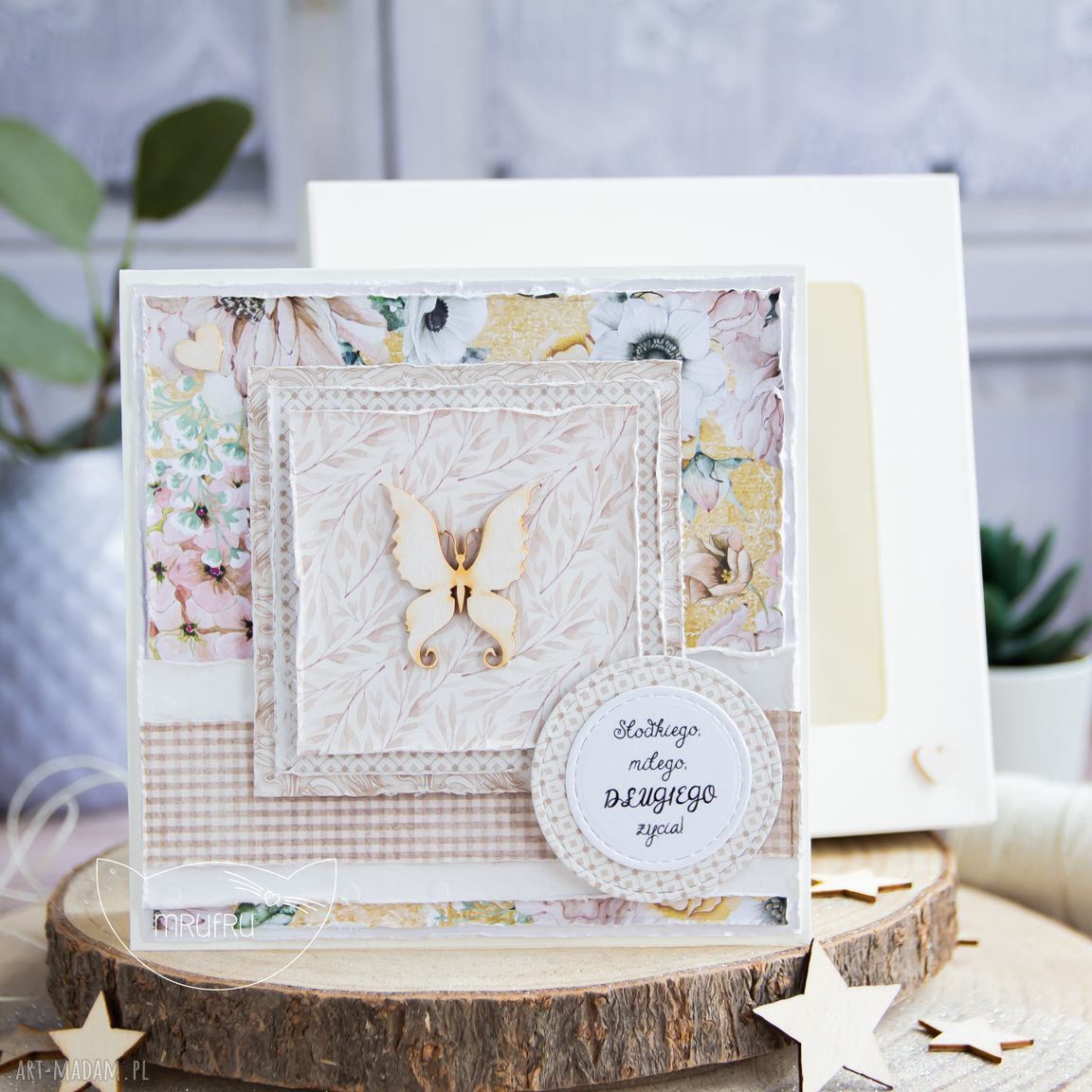 Przeurocza kartka każdą okazję pudełku motylek urodziny imieniny