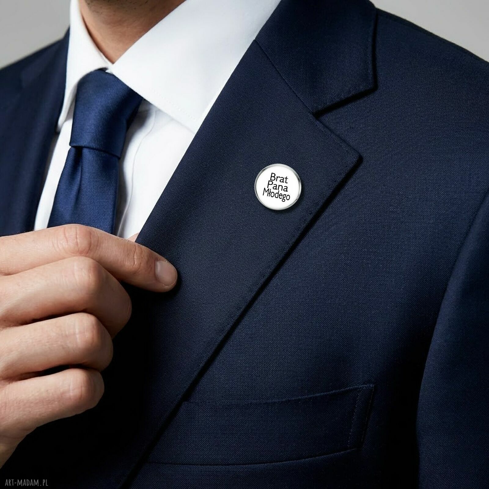 Elegancka przypinka do klapy marynarki - Brat Pana Młodego (prezent na ślub)