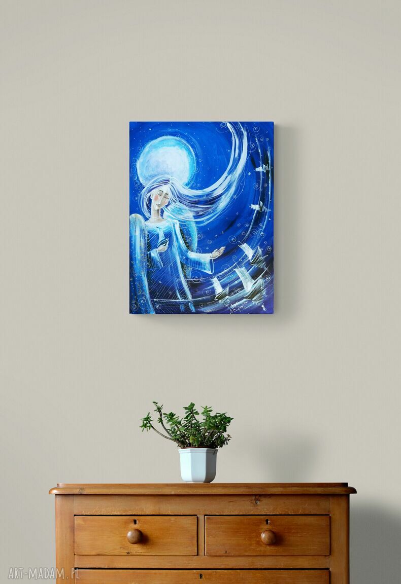 Przytulanie na pożegnanie - giclee na płótnie Canvas (anioł)
