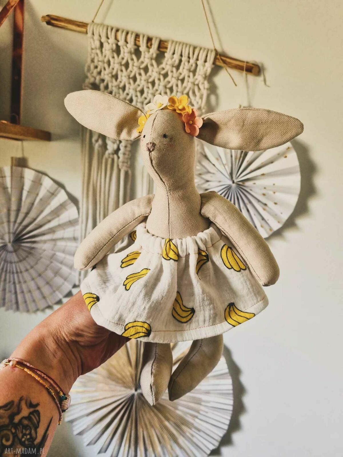 Przytulanka 30 cm w ubranku - ręcznie robiona naturalna maskotka