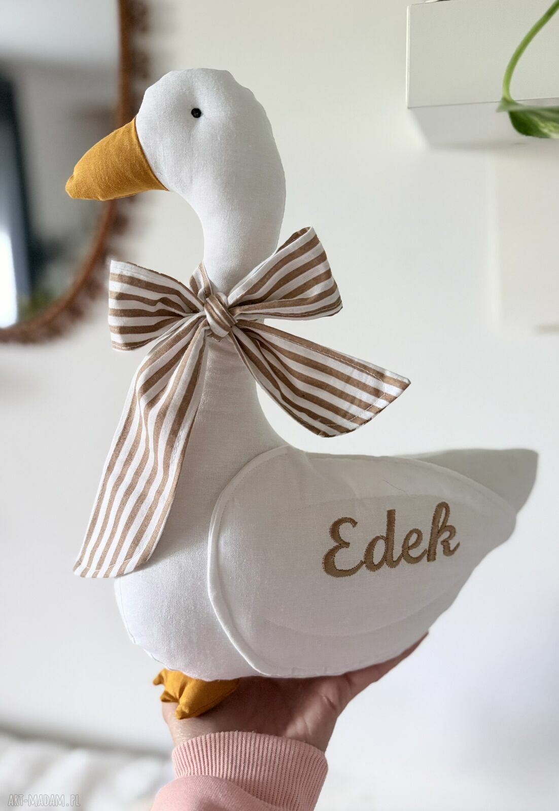 Przytulanka gąska z imieniem dziecka - personalizowany prezent