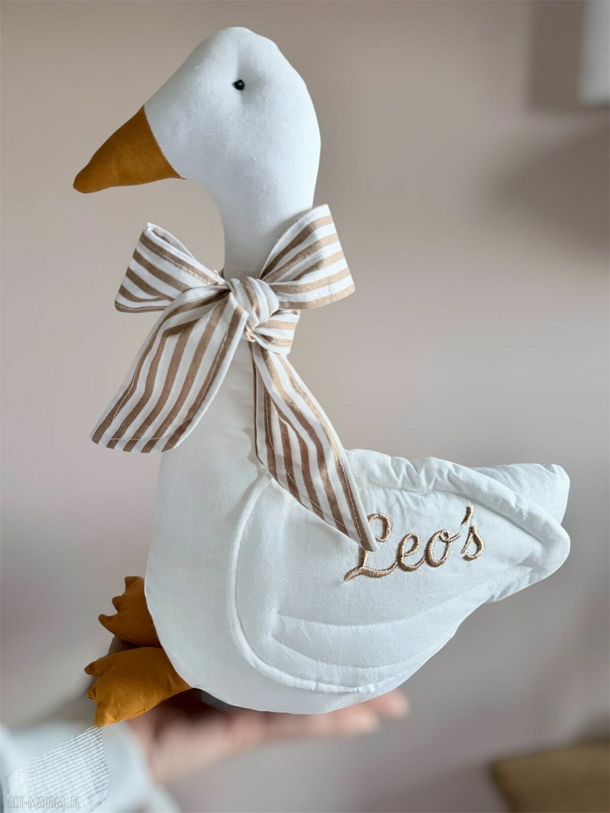 Przytulanka Gąska z Imieniem - ozdoba do łóżeczka i prezent na babyshower