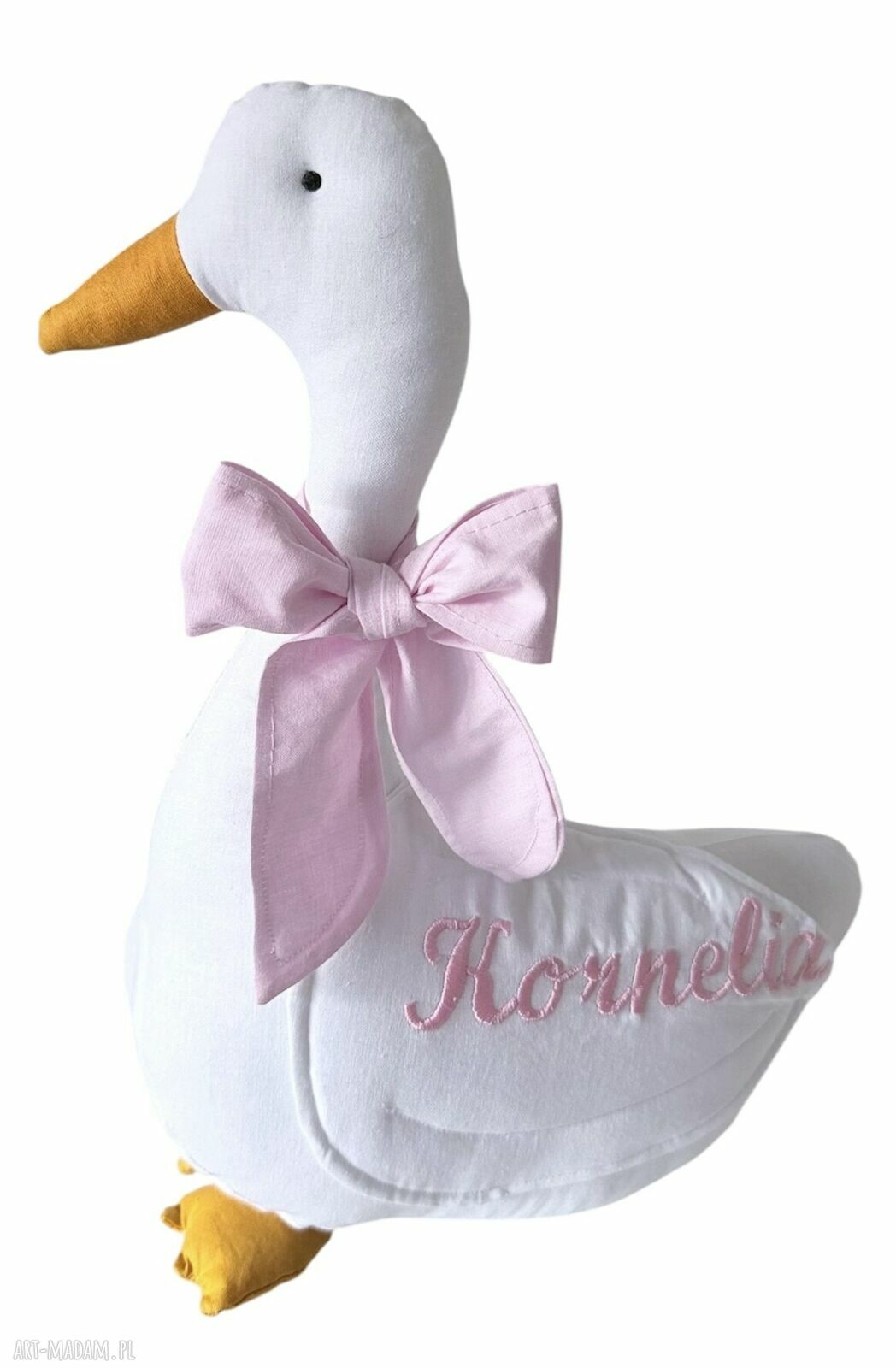 Przytulanka gąska z imieniem dziecka - personalizowana i bawełniana
