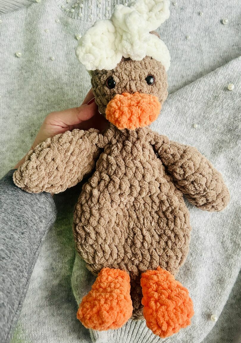 Przytulanka kaczuszka na szydełku - handmade, ok. 33 cm