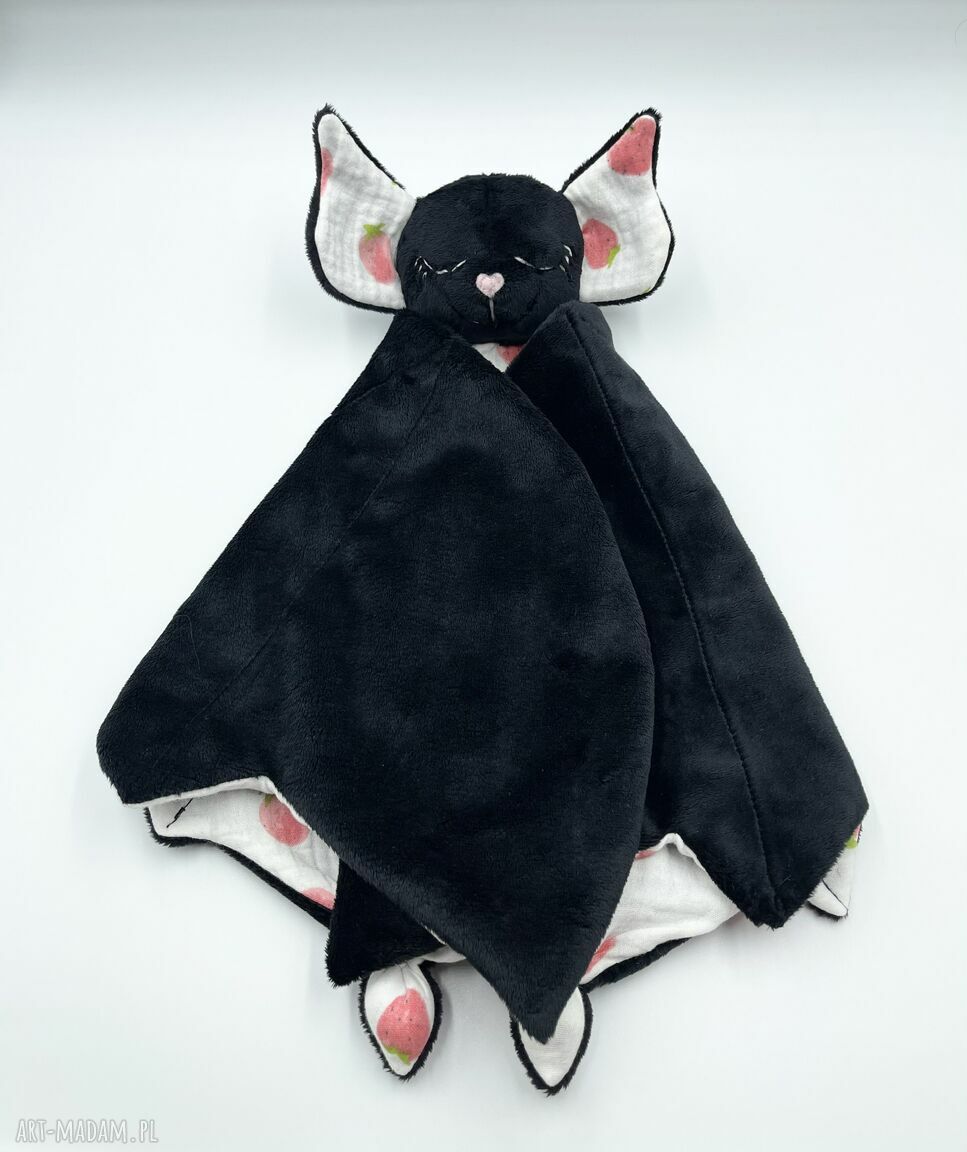 Przytulanka nietoperz dla niemowląt z minky - usypiaczek handmade