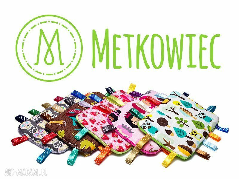 Przytulanka Sensorek Minky Gryzak Metki Szmatka Różowe Małpki hand made