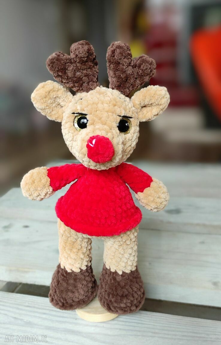 Prezent? Szydełkowy renifer świąteczny maskotka handmade