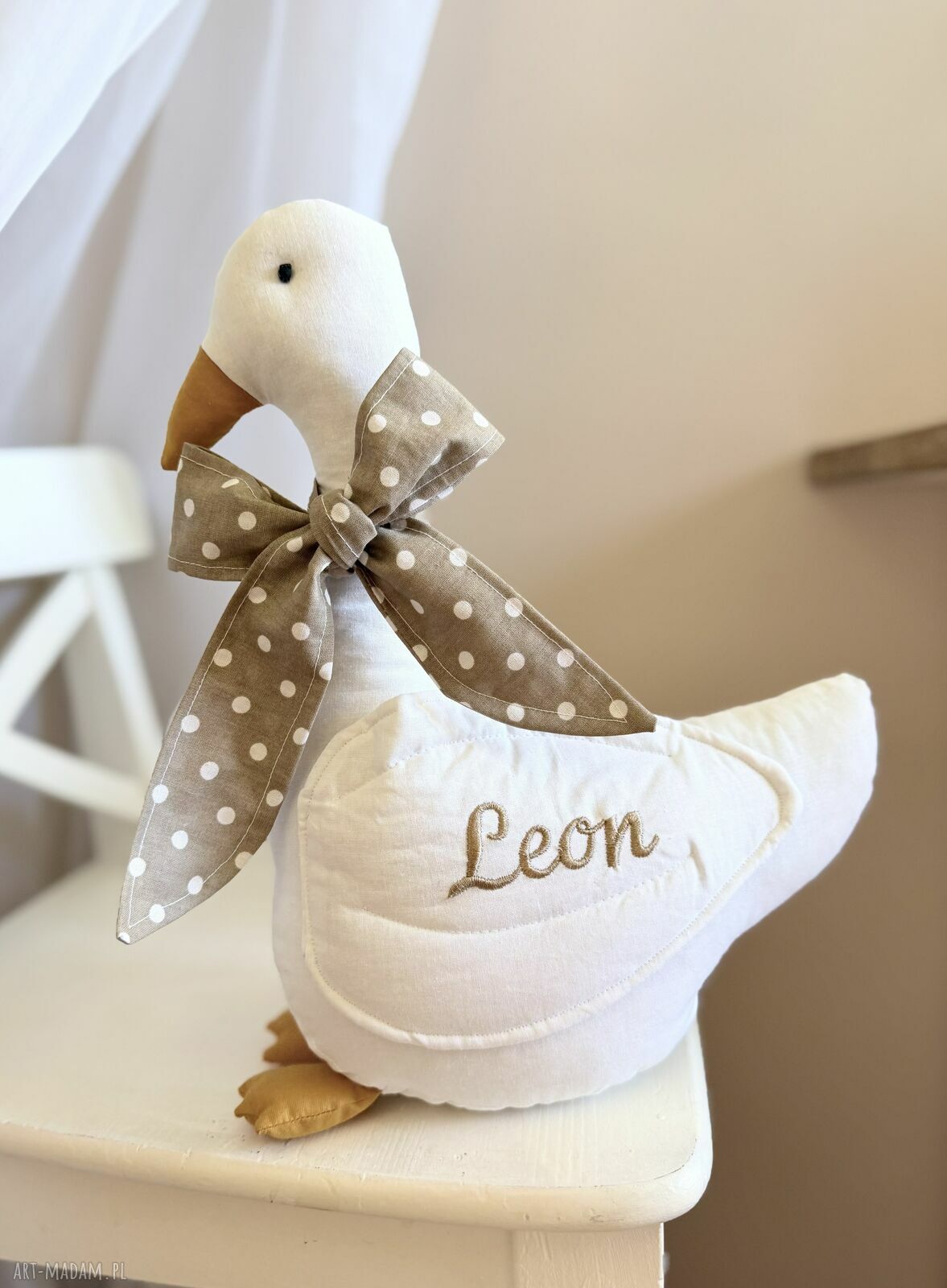 Przytulanka Gąska z Imieniem - ozdoba do łóżeczka i prezent na babyshower