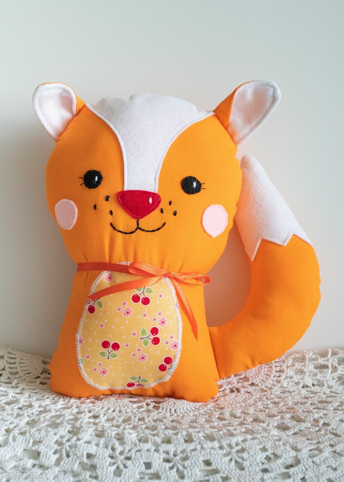 Psotny lisek Ewa - ręcznie szyta maskotka 26 cm