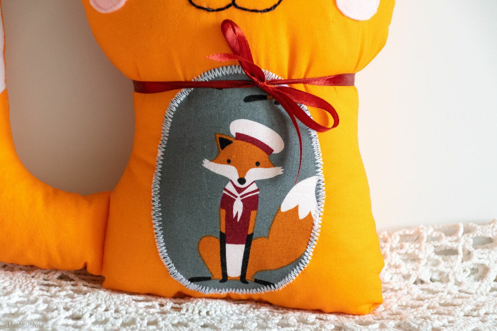 Psotny lisek Adaś - ręcznie szyta maskotka 26 cm