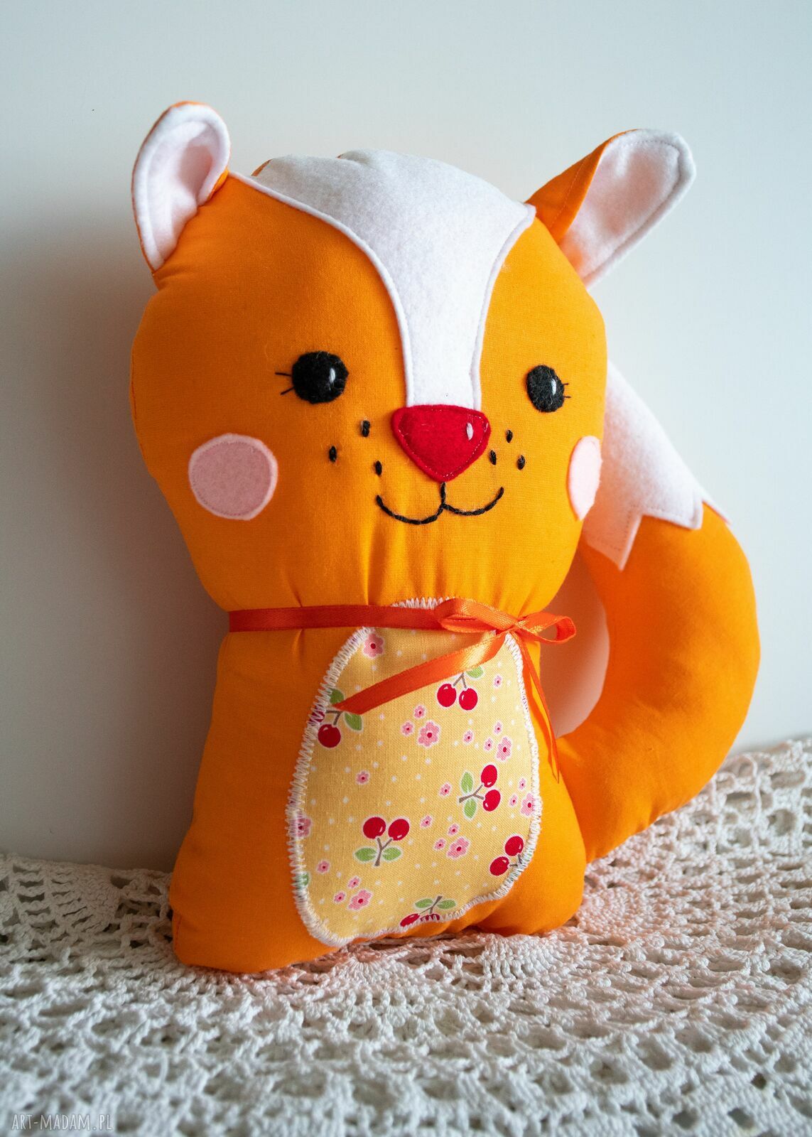 Psotny lisek Ewa - ręcznie szyta maskotka 26 cm