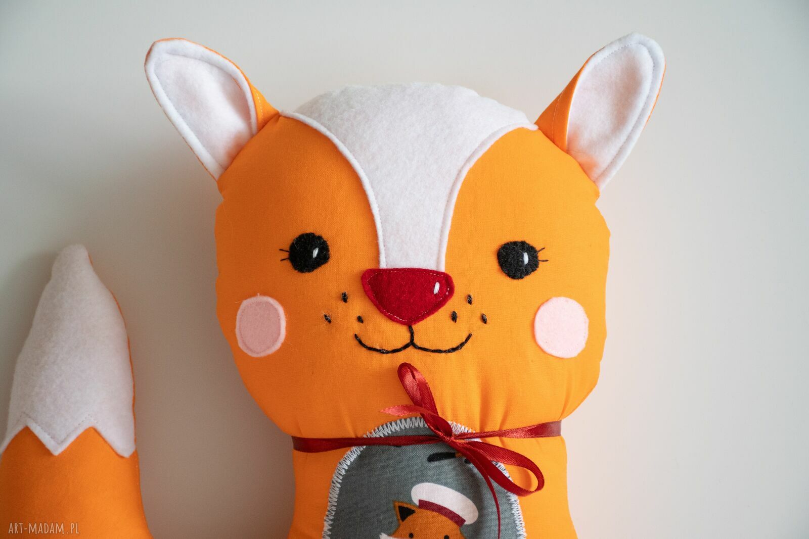 Psotny lisek Adaś - ręcznie szyta maskotka 26 cm