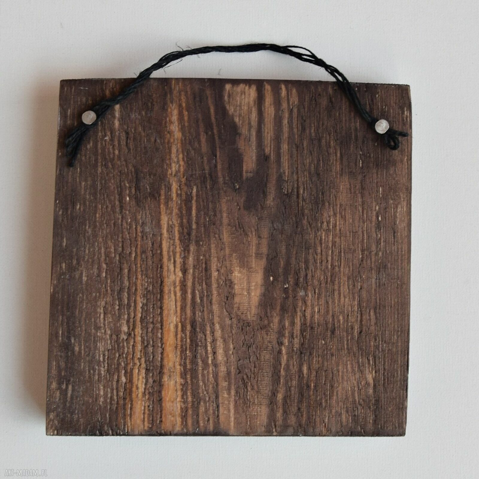 Ptak Wróbel - obraz malowany na desce 20x20 cm