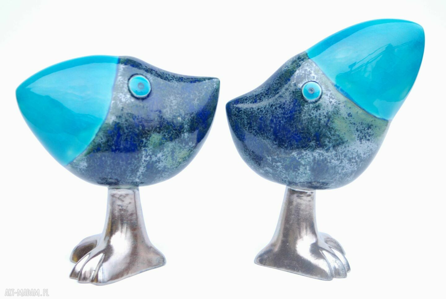 Oto szdoki niebieskie ptaki ceramika figurki zwierzątka para