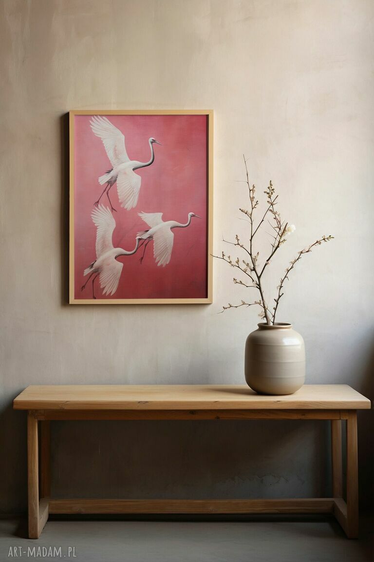 Plakat Ptaki w locie 50x70 cm - różowy