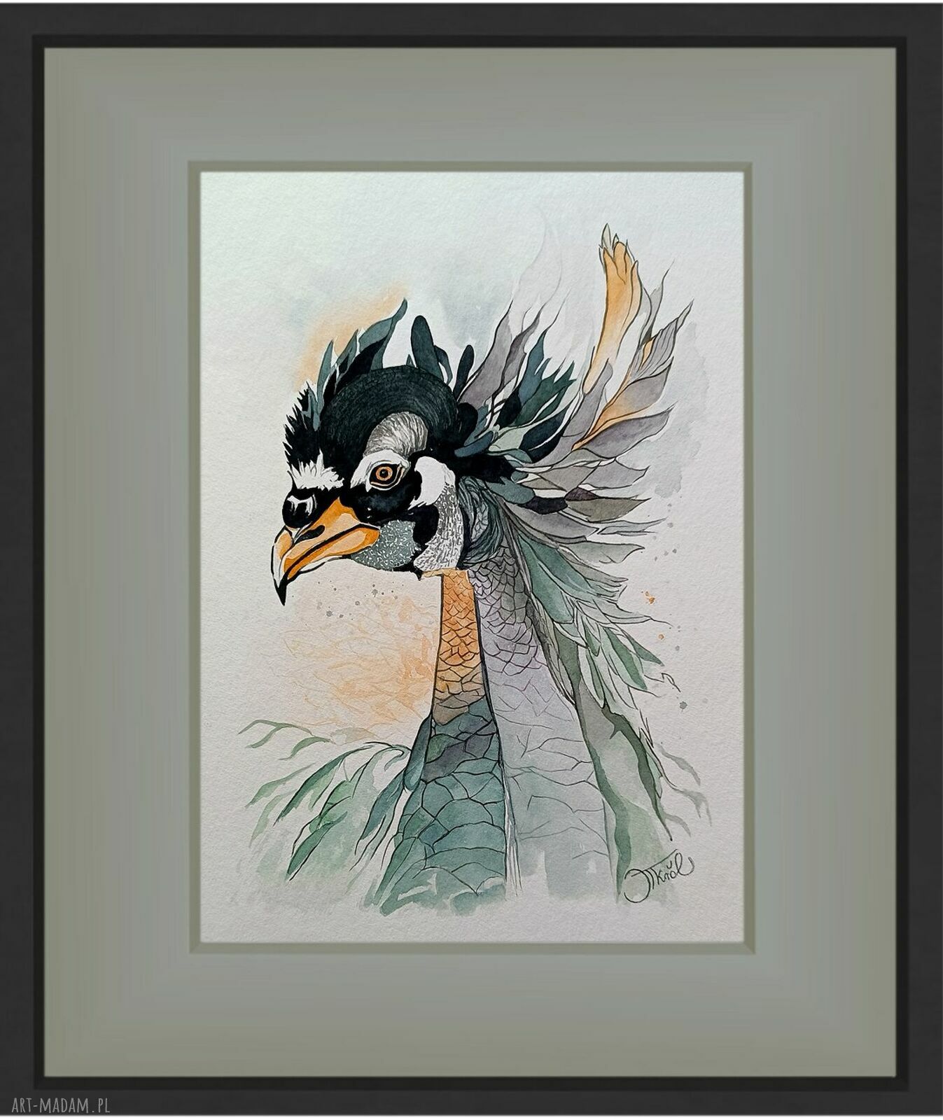 Ptasie spojrzenie - oryginalna akwarela z żurawiami 24x32 cm