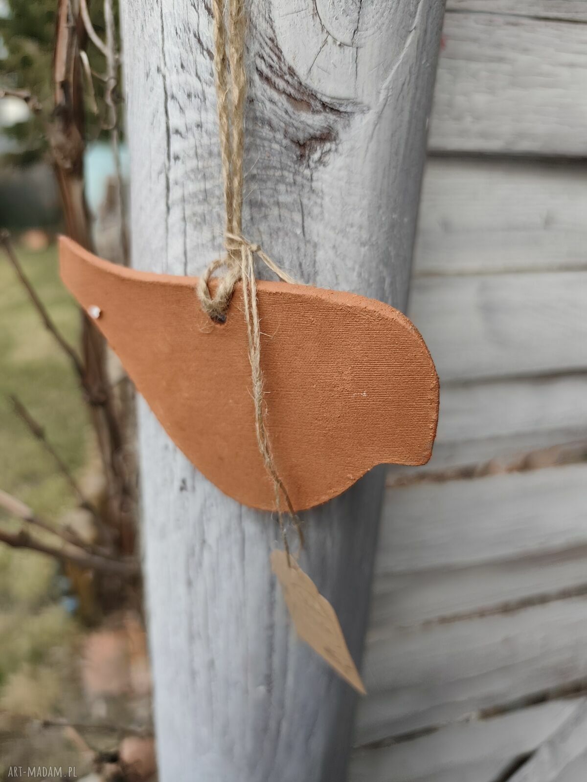 Ptaszek ceramiczny - zawieszka handmade do ogrodu i na balkon