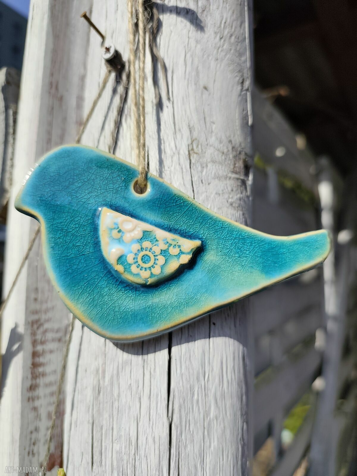 Ptaszek ceramiczny - zawieszka do ogrodu „Wolna chwila”