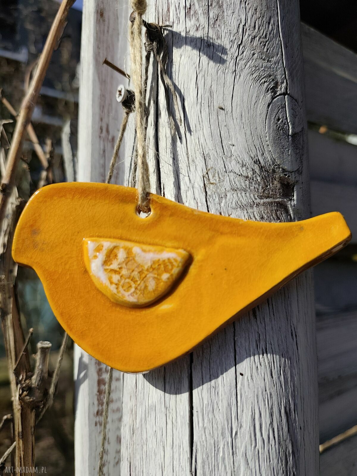 Ptaszek ceramiczny - zawieszka do ogrodu