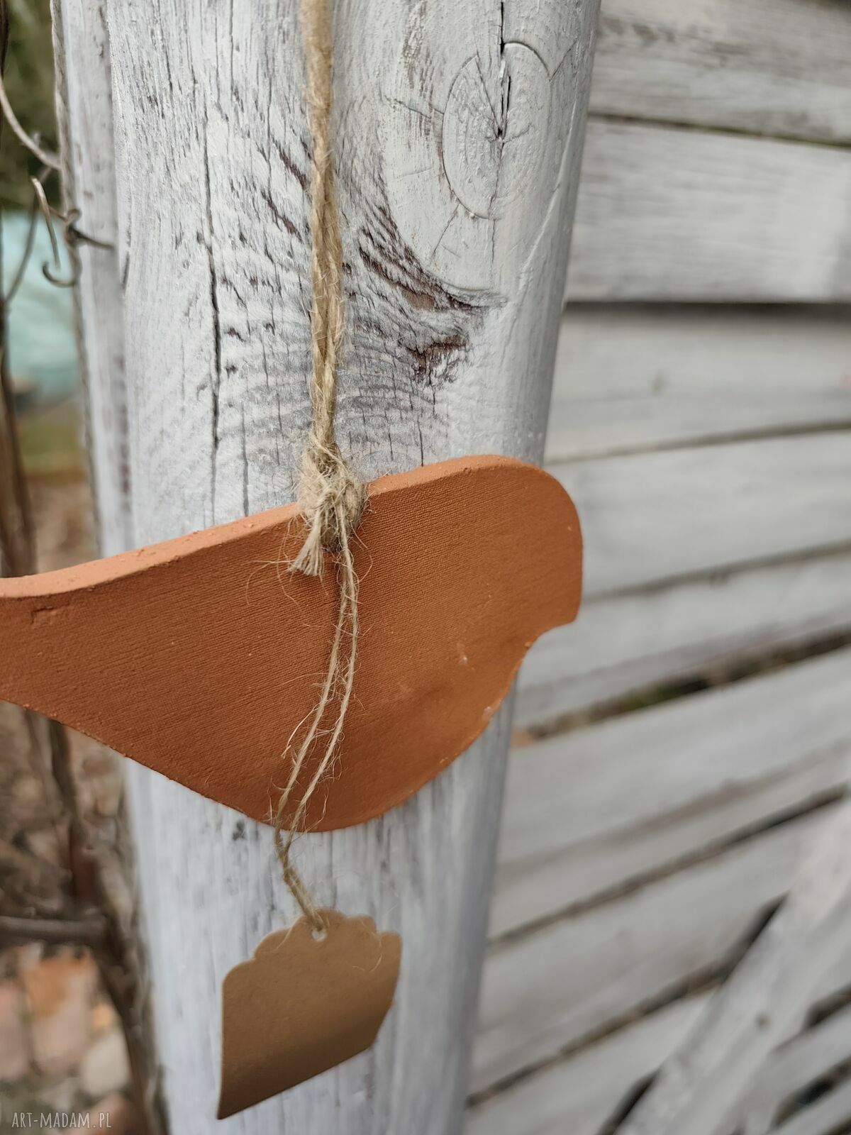 Ptaszek ceramiczny - zawieszka do ogrodu i na balkon