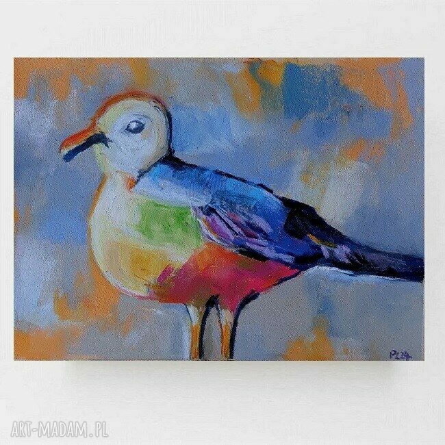 Ptaszek - obraz wykonany pastelami 18x24 cm