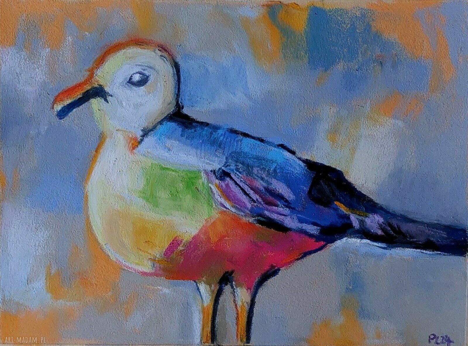 Ptaszek - obraz wykonany pastelami (18x24 cm)