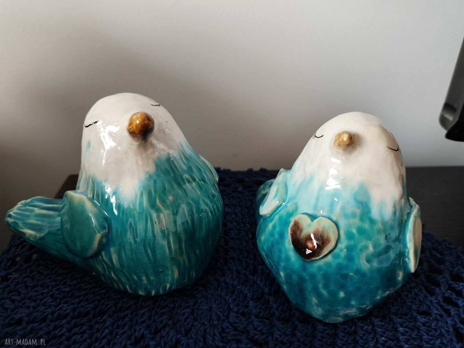 Ptaszek - wróbel ceramiczny - figurka handmade z ceramiki