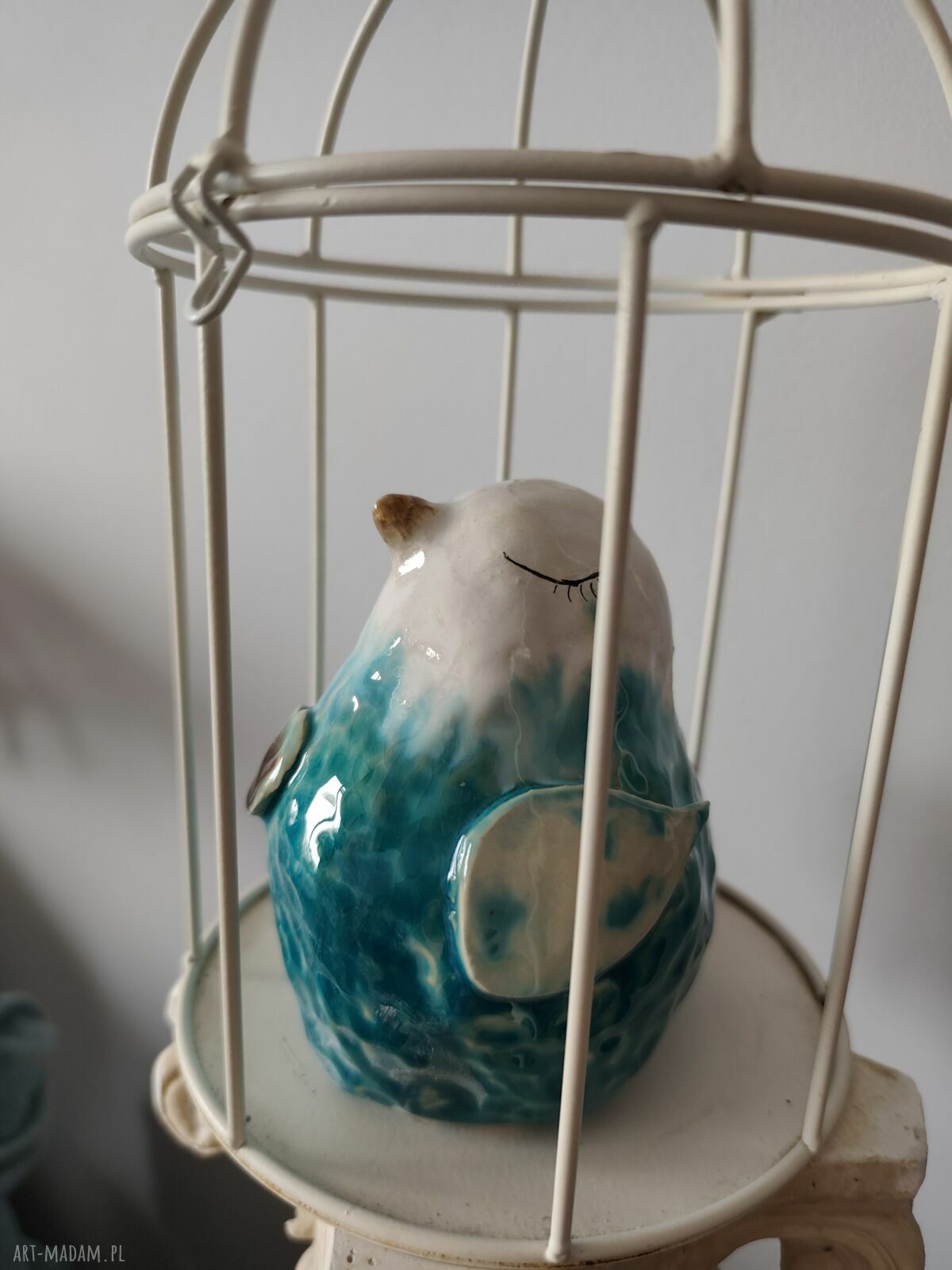 Ptaszek - wróbel ceramiczny - figurka handmade z ceramiki