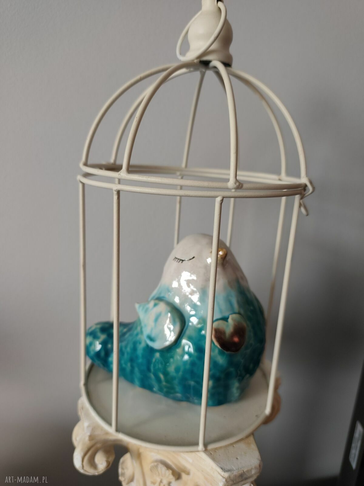 Ptaszek - wróbel ceramiczny - figurka handmade z ceramiki