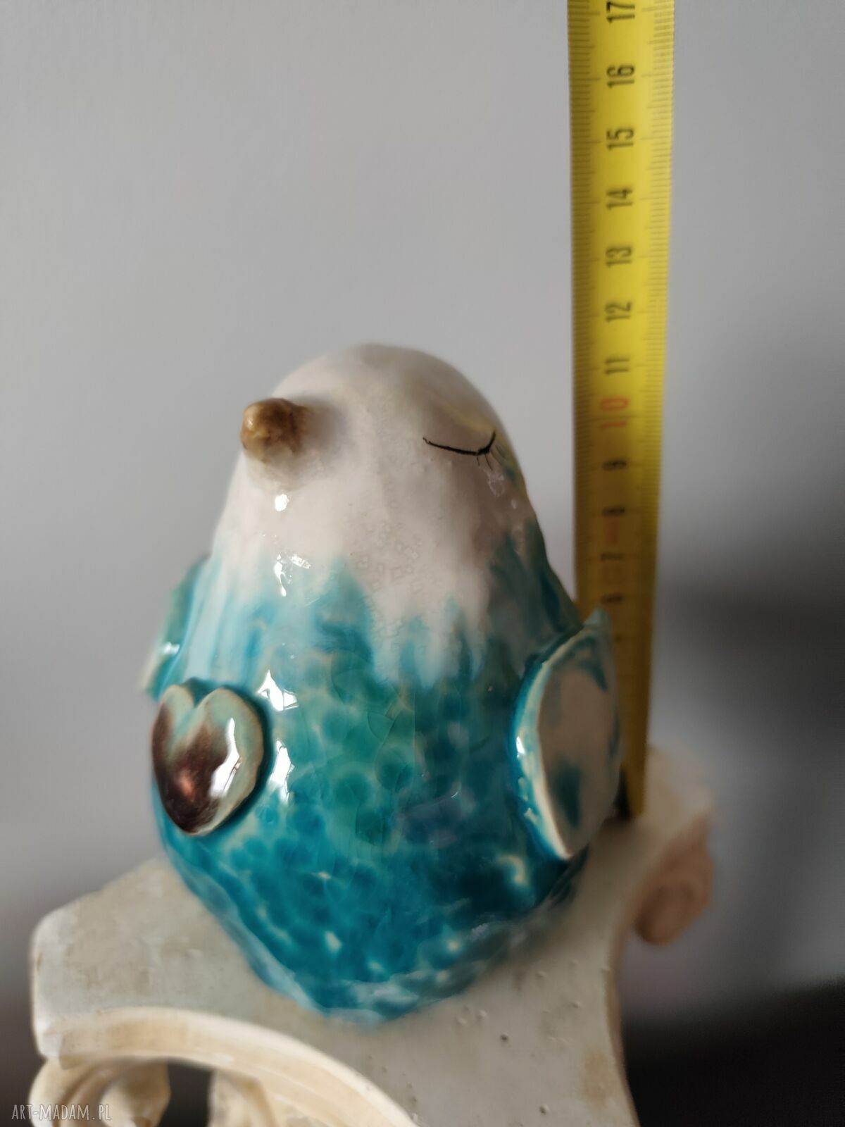 Ptaszek - wróbel ceramiczny - figurka handmade z ceramiki