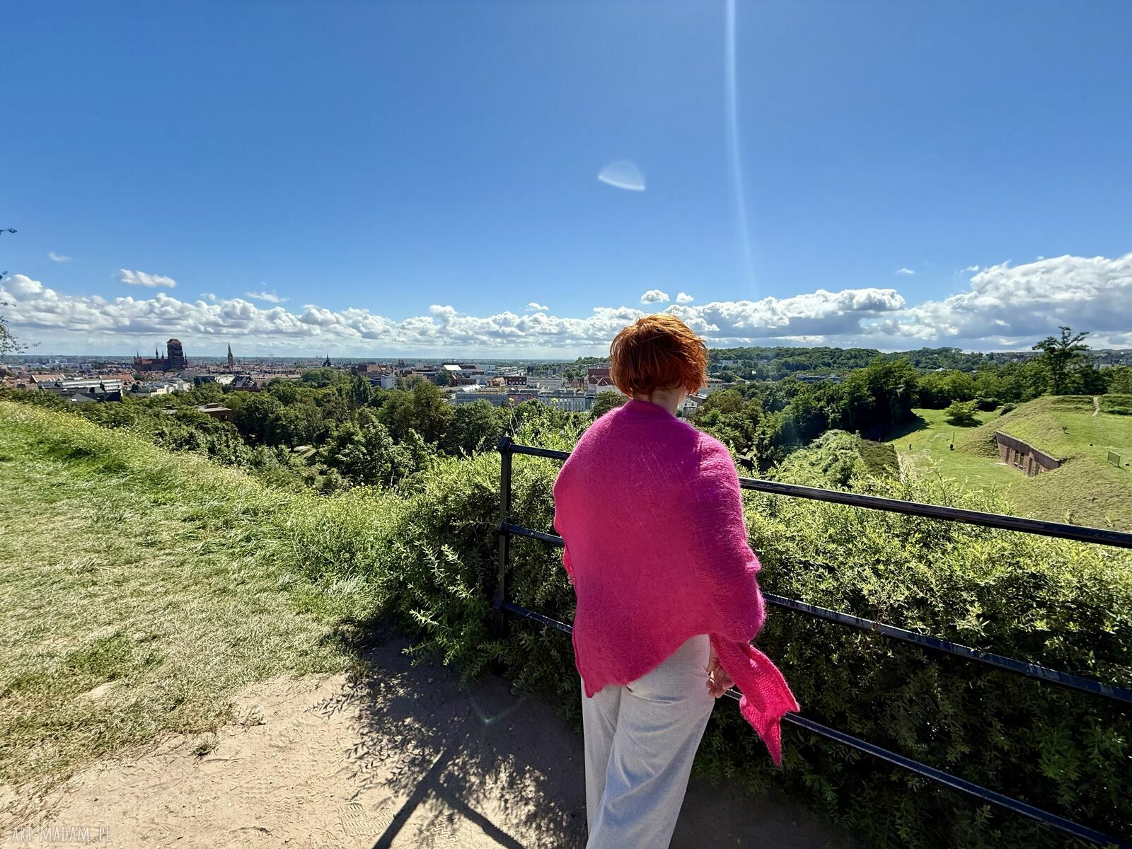 Chusta na drutach Puchata Fuksja - moher, merino i jedwab
