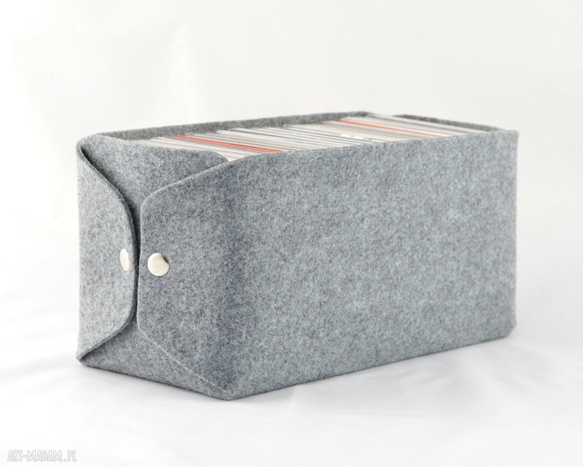 Pudełko do przechowywania płyt CD Minimalistyczne z szarego filcu ręcznie wykonane