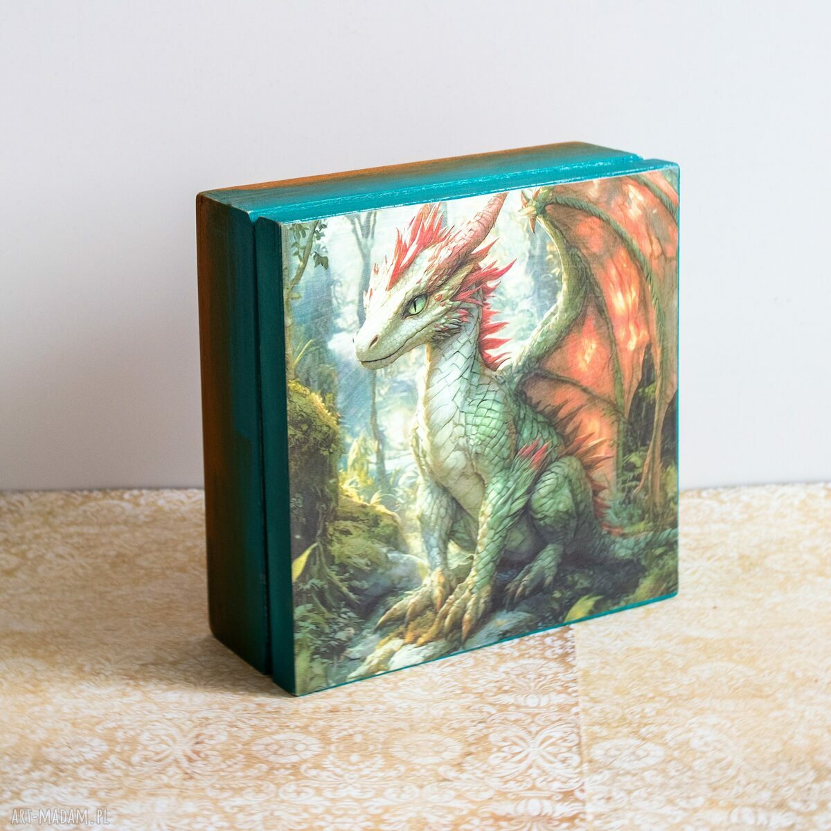 Pudełko drewniane - Smocze opowieści (smok, fantasy i Dungeons & Dragons)