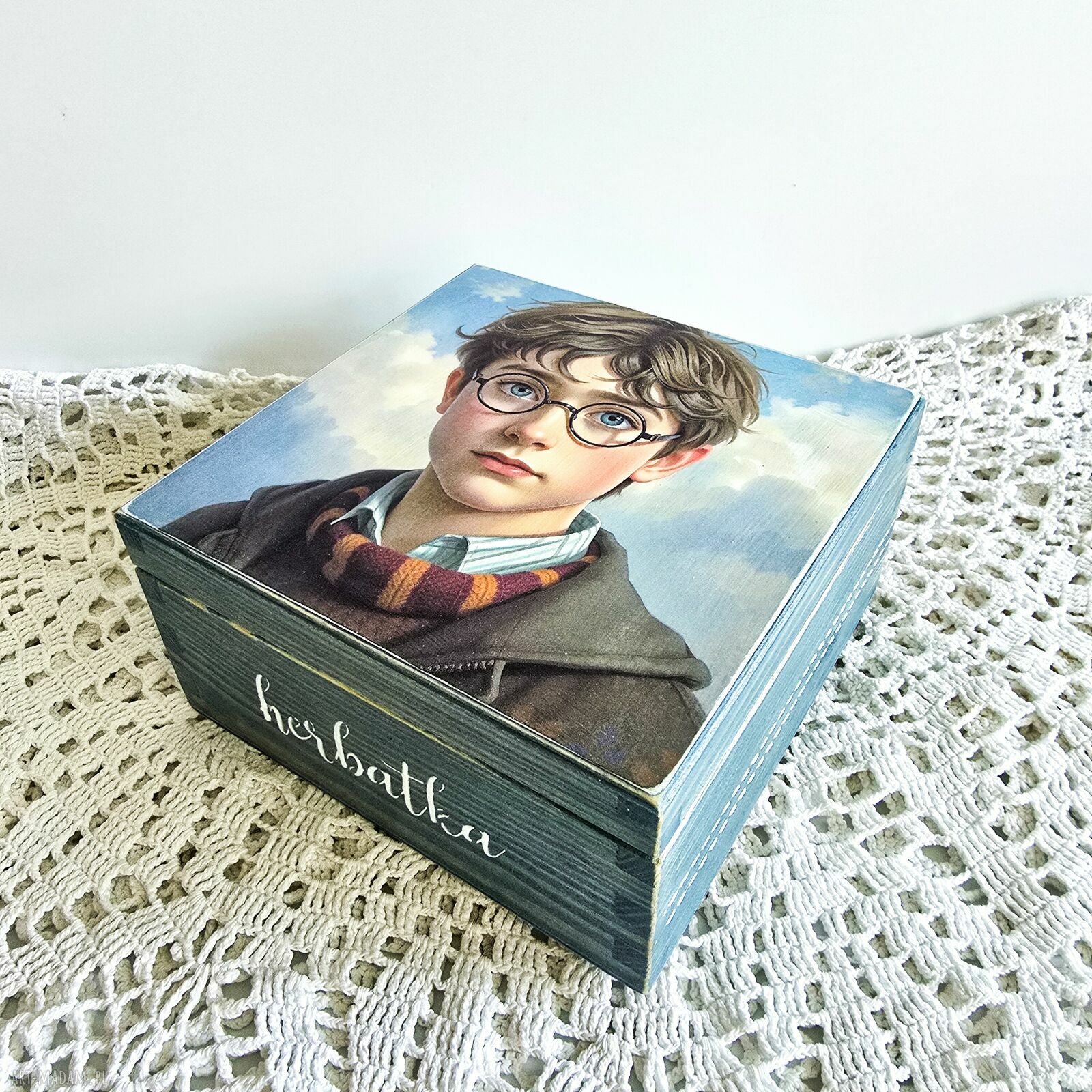 Pudełko drewniane Herbatka u Harrego - herbaciarka Harry Potter