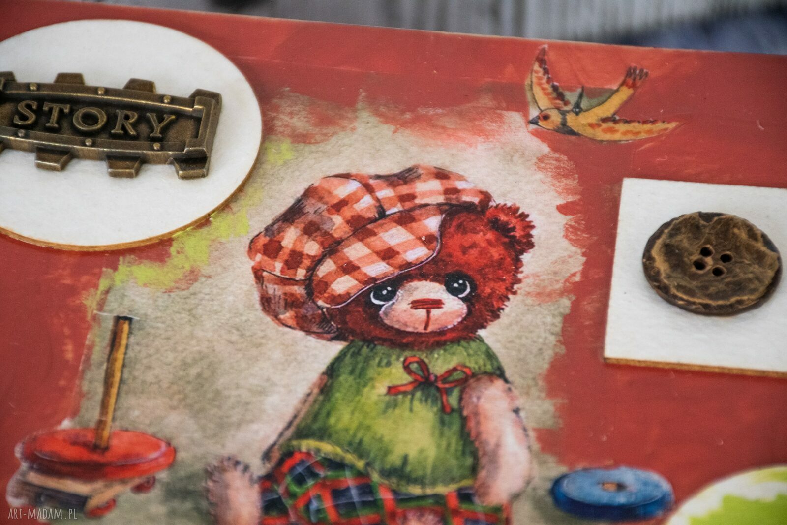Pudełko drewniane Miś 2 - vintage i rustykalny klimat