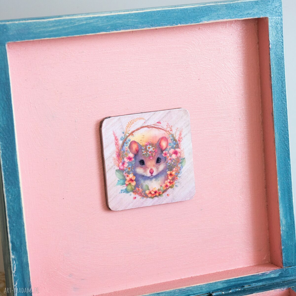 Pudełko drewniane Witaj Króliczku - Wielkanocne skarbnica z decoupage