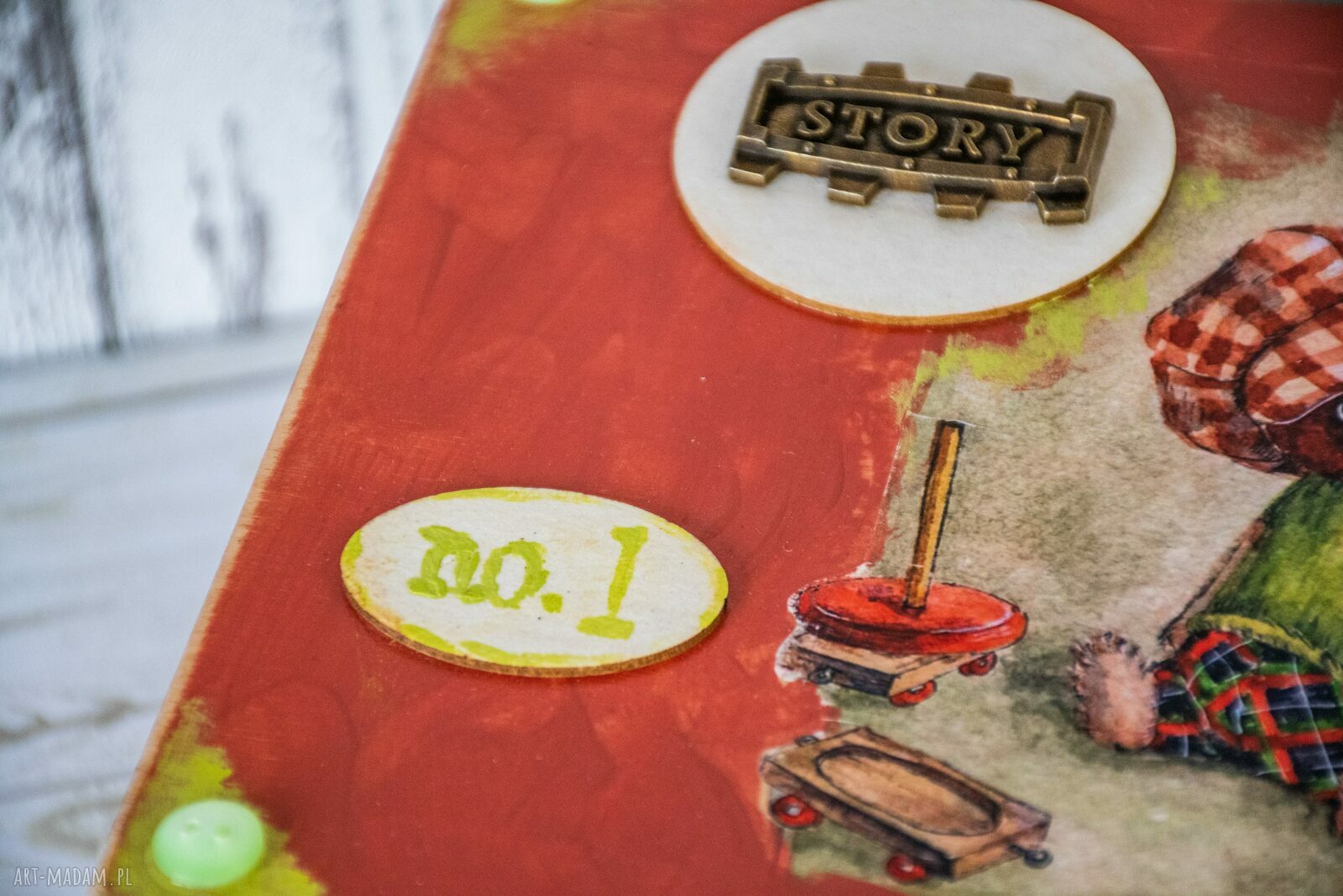 Pudełko drewniane Miś 2 - vintage i rustykalny klimat