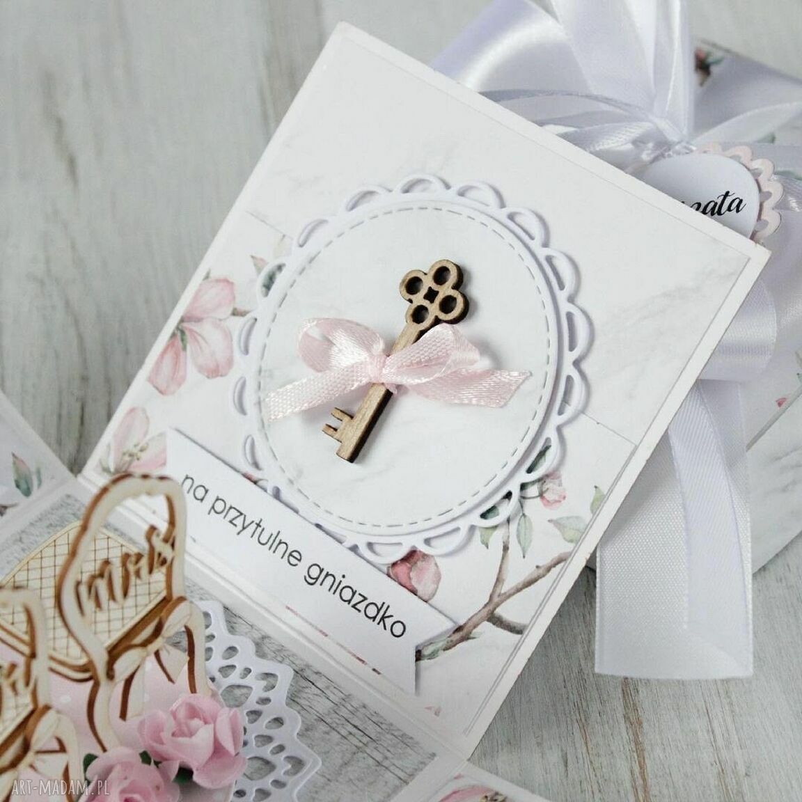 scrapbooking kartki: Pudełko kartka prezent na ślub wesele handmade