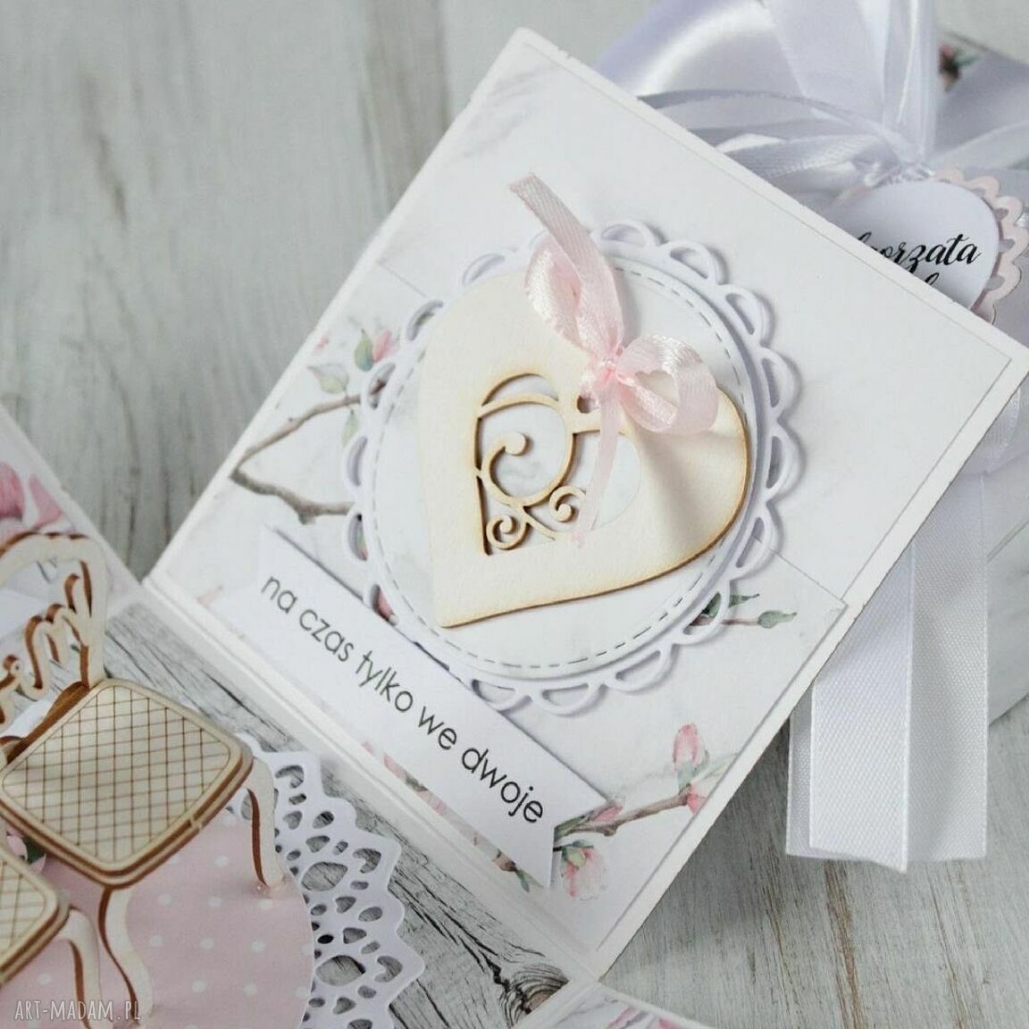 scrapbooking kartki: Pudełko kartka prezent na ślub wesele handmade