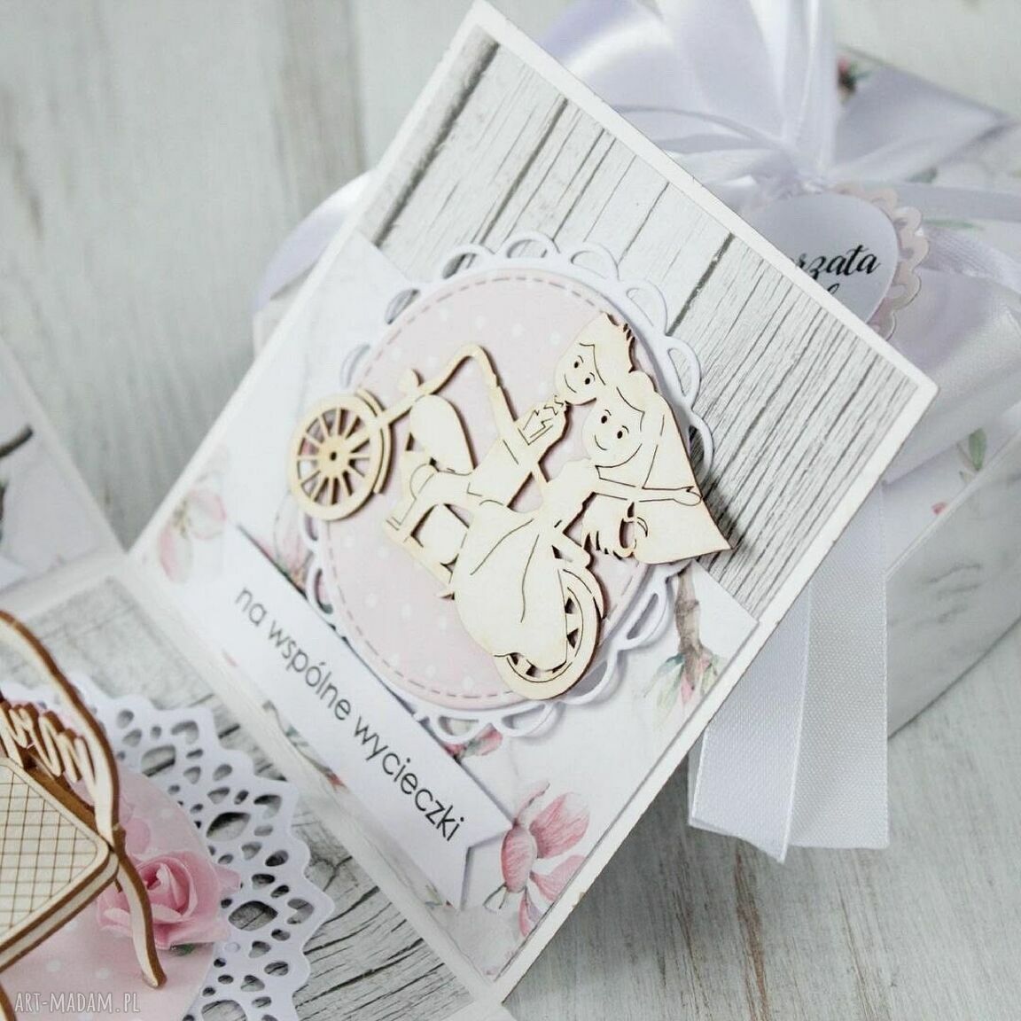 scrapbooking kartki: Pudełko kartka prezent na ślub wesele handmade