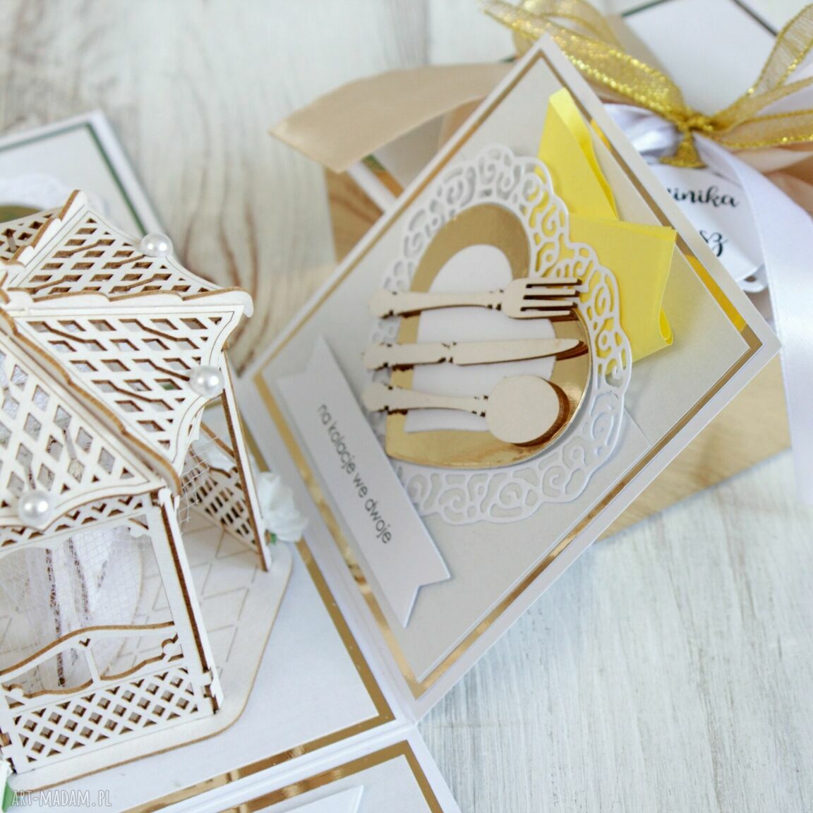 kartki: Pudełko na ślub wesele kartka prezent ręcznie wykonane